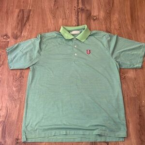 Donald Ross Green blue Striped athletic material Polo Shirt XL golf performance